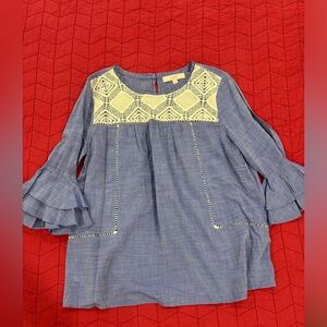 Loft embroidered chambray blouse. Size medium.